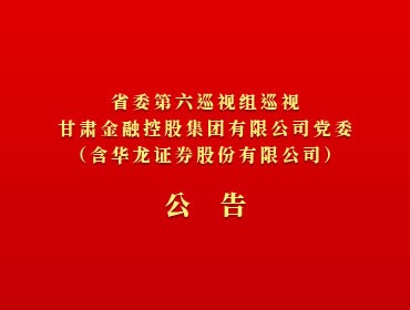 ​省委第六巡视组巡视甘肃金融控股集团有限公司党委（含华龙证券股份有限公司）公告
